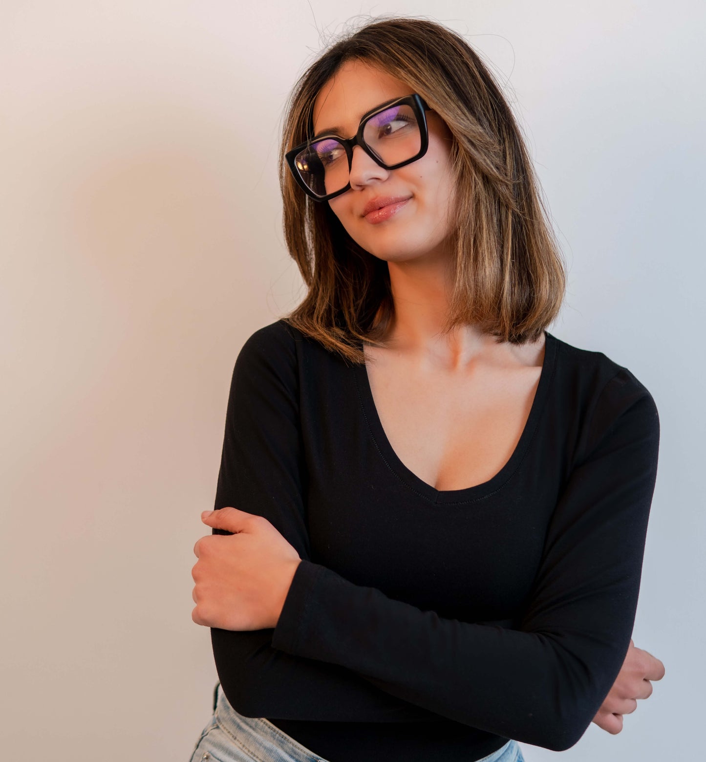 T-shirt manches longues col V noir