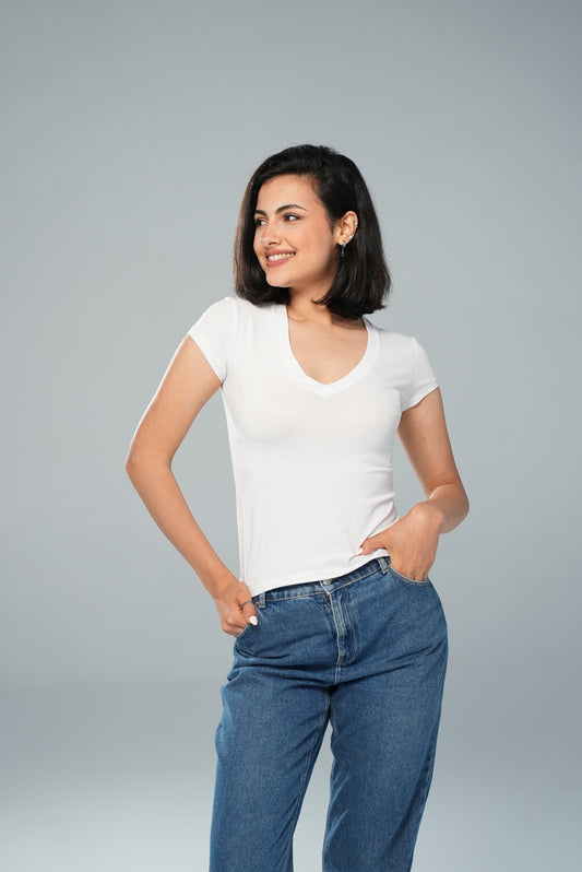Tee-shirt demi -manches   col V